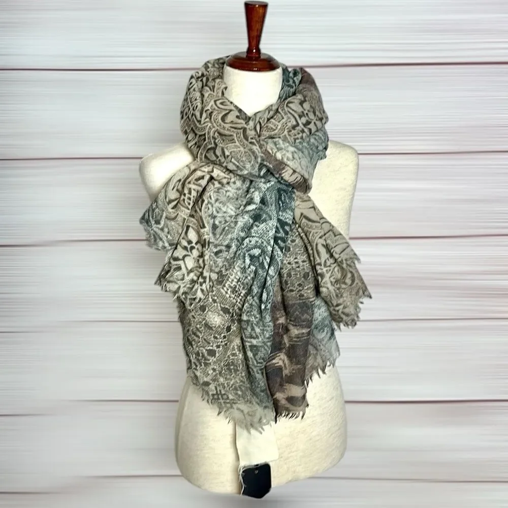 NWT Ahujasons Large Wool Shawl Wrap Scarf Lightweight Soft